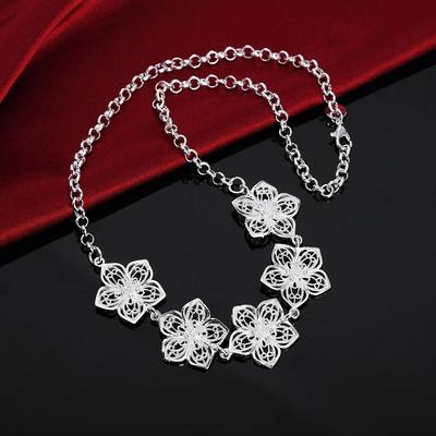 Bloemen Ketting 925 Sterling Zilver Mode Sieraden