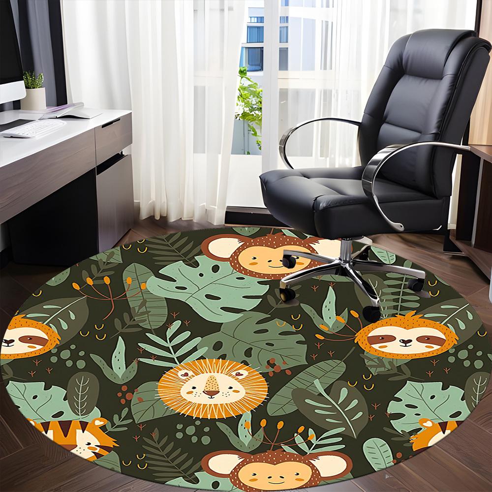 1pc Tropical Monkey Office Round Area Rug, Under Office Chairs Bedroom Living Room Home Decor, Room Deco