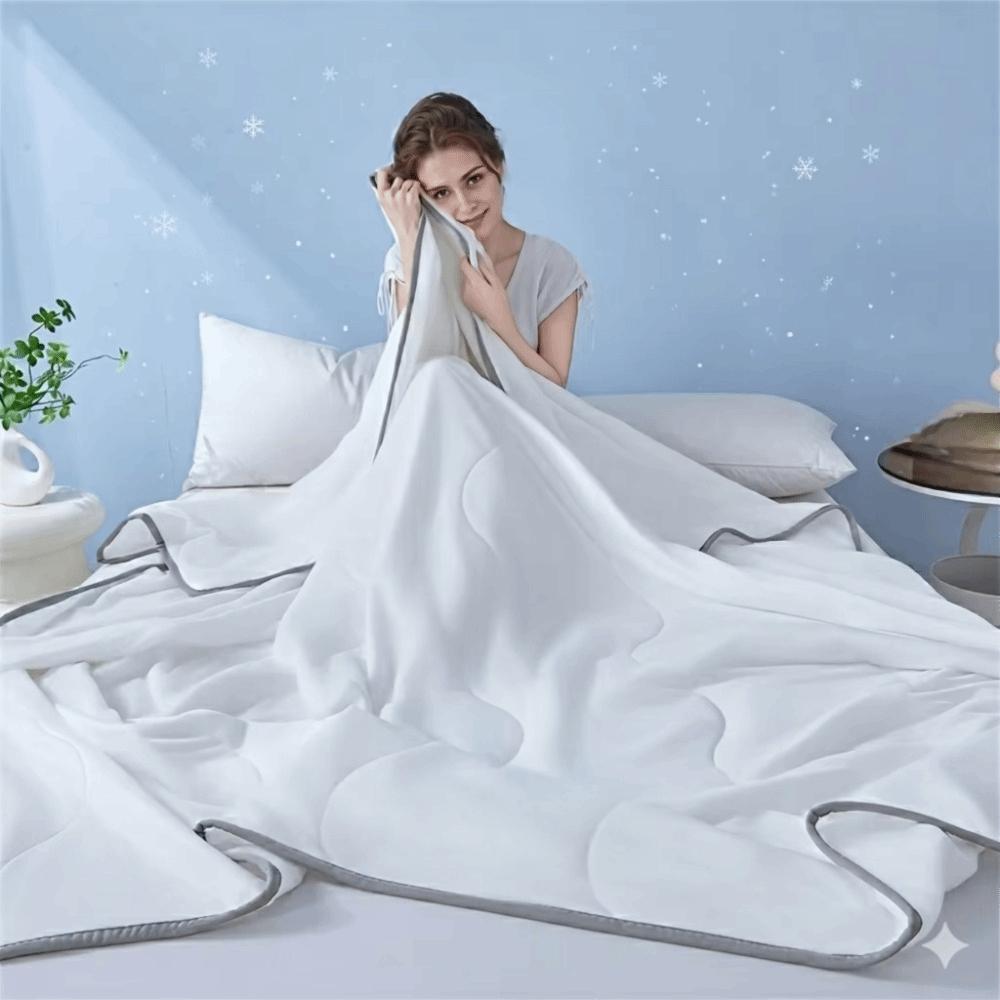 Solid Color Summer Ice Silk Quilted Quilt Thin Breathable Cooling Blanket Throw Blanket Dormitory