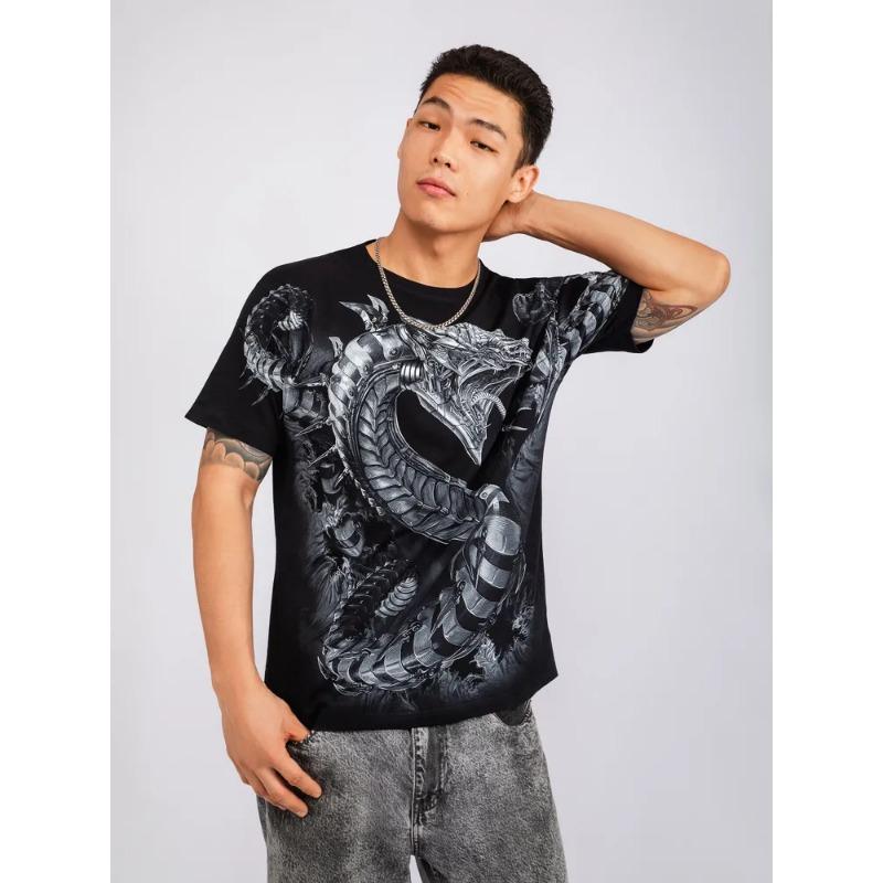 

Летний топ с круглым вырезом и 3D-принтом «Опасность», модная повседневная мужская футболка с коротким рукавом 6XL