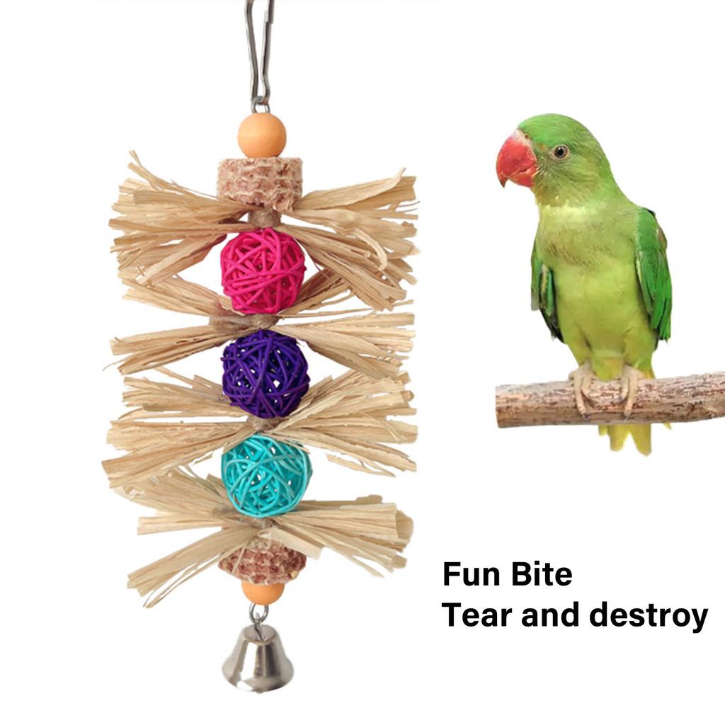 Pet Bird Chew Toy Natural Colorful Rattan Balls for Cockatiel Conure Cockatoos Teeth Grinding Toy for Cage