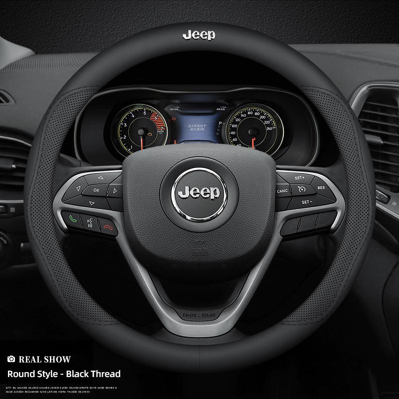 Sticker Car Steering Wheel Cover Carbon Fiber Leather Anti Slip Accessories For Jeep Wrangler JK Gladiator Renegade Cherokee