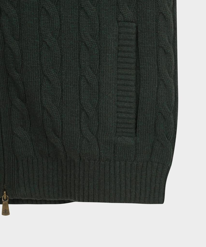 Brooks Brothers Cable Zip-Up Sweater (Dark Green) (Bbwcmbf406)