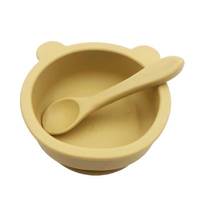 Tigela de sucção de silicone para bebês, crianças, alimentação automática, tigela de bebê com colher, máquina de lavar louça sem BPA e
