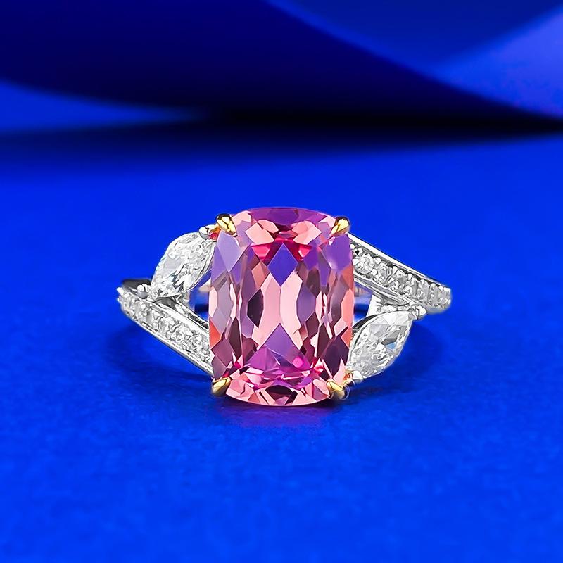 Romantic Pink Gang 8 * 11Mm Fat Square Ring Female Mingyuan Wind