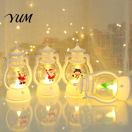 Holiday Gift for Children Christmas Lantern Night Light, Retro Santa/Snowman/Tree Handheld Oil Lamp with Festive Party Decoration Warm LED,