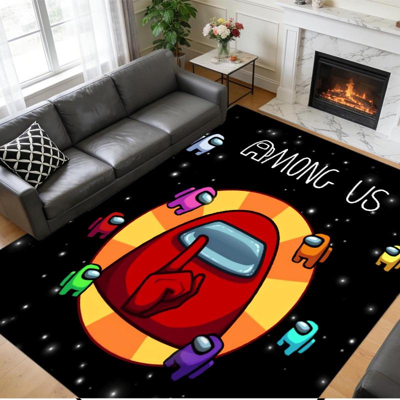 Anti‑Slip Crystal Velvet Floor Rug, Among Us Design Carpet for Indoor Living Bedroom Home Decoration