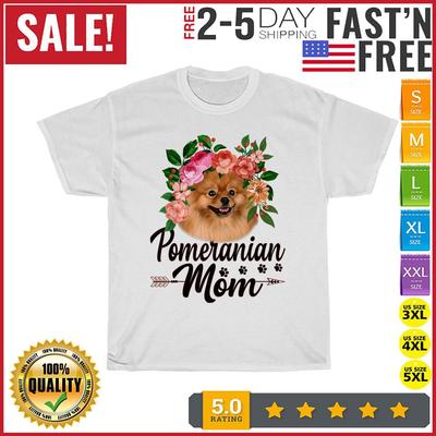 Mens Cute Flowers Pomeranian Graphic Dog Lover Dog Mom Vintage T Shirt Men Women