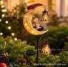 Solar LED Santa Moon Garden, Stake Light Waterproof Outdoor, Christmas Yard Porch Pathway Decoration, Lamp Holiday Gift Ornament
