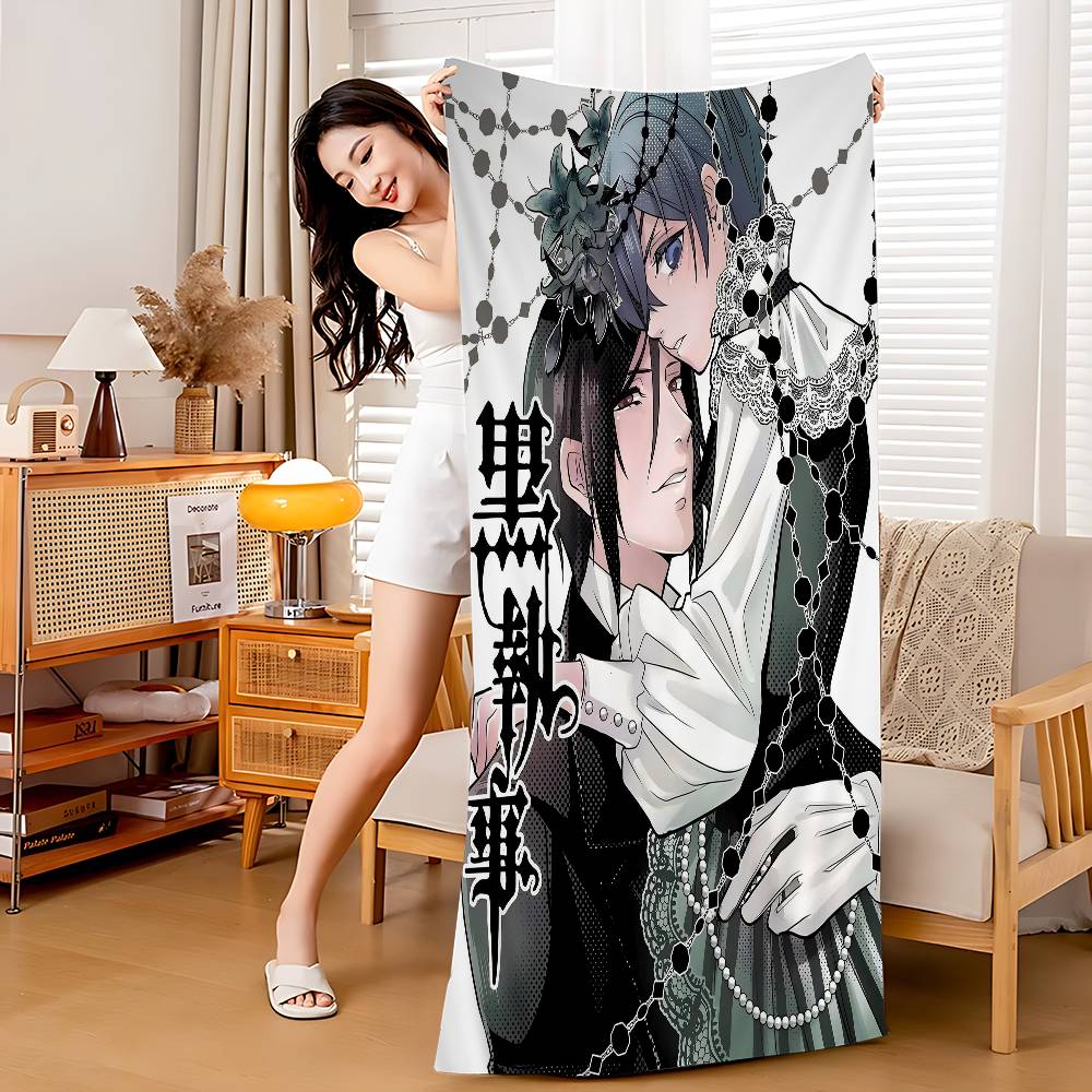 Japanese Anime Black B-butler Microfiber Beach Towel Absorbent Quick Dry Soft Yoga Swimming Resort Mountain Climbing Towel