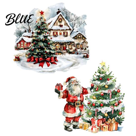 Winter Wonderland Decorations Christmas Wall Decals Watercolor Santa Claus Xmas Tree Village House Sticker Peel Self Adhesive Mural And Stick
