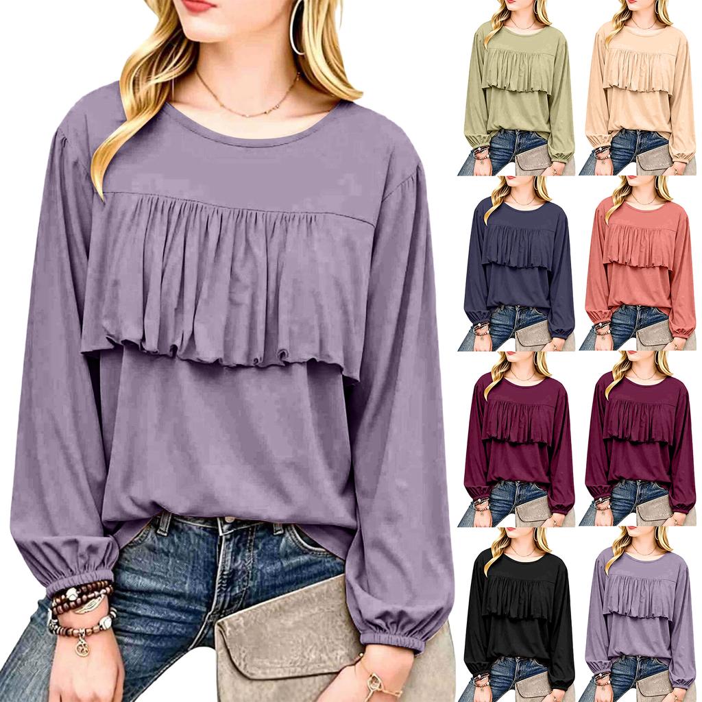 Women's Cute Square Neck Babydoll Blouse with Ruffle Hem, Elastic Waist, Short Sleeve, Flowy