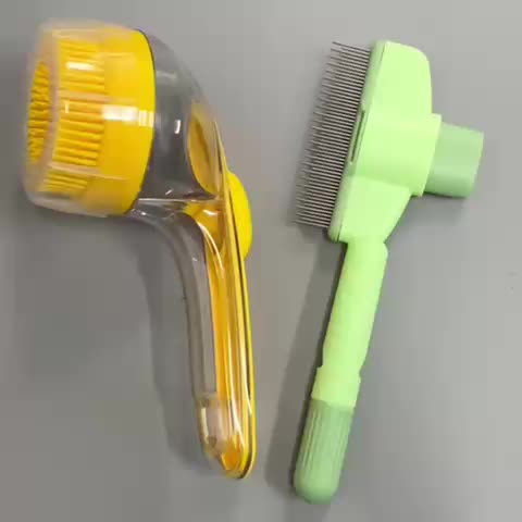 2pcs Soys Self-Cleaning Pet Massage & Bath Brush Suitable for Dogs & Cats with Built-In Shampoo Dispenser, Detangling Brush & Massager, Gentle