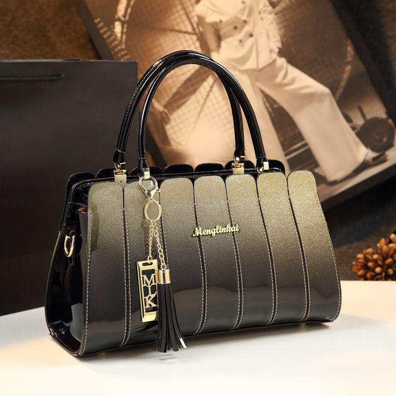 Luxuriöse 2025 Stilvolle Patchwork-Handtasche: Vielseitige Damen Umhängetasche & Mom Bag aus echtem Leder