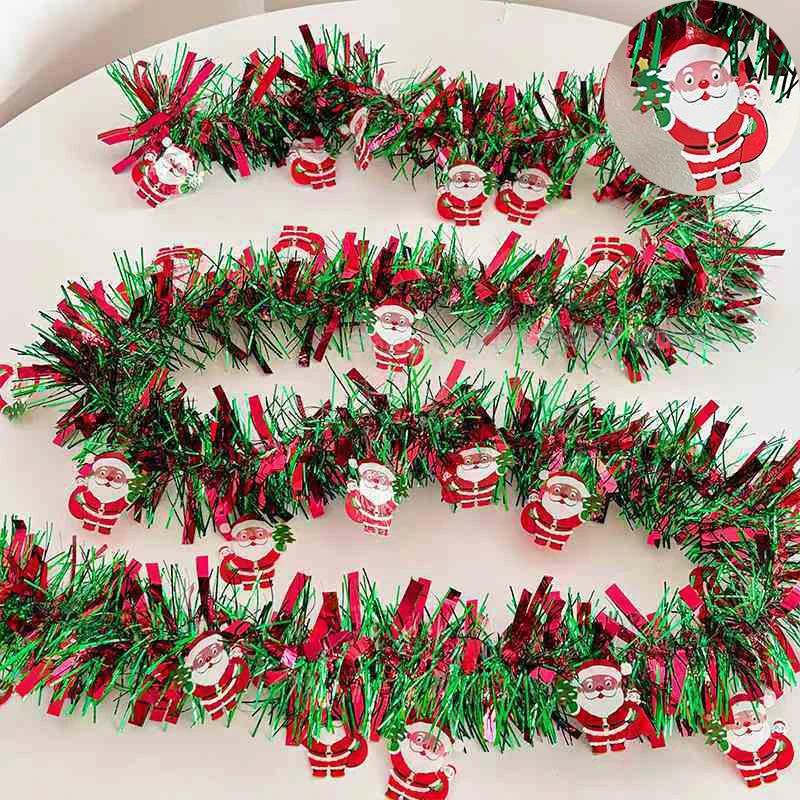 Christmas Tinsel Garlands Decoration Bar Tops 2/10M Red Green Wreath Xmas Tree Ornaments Party Home Staircase Decor Pendant Prop