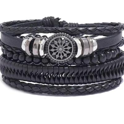 Einfaches Retro Unisex Webarmband-Set mit Anker – Handgefertigter Modeschmuck