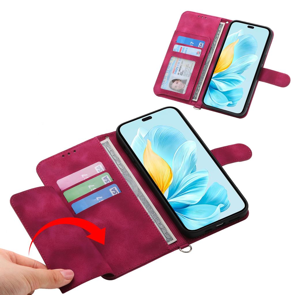 For Honor 300 Pro/300 Ultra Case Flower Pattern PU Leather Wallet Phone Cover with Strap