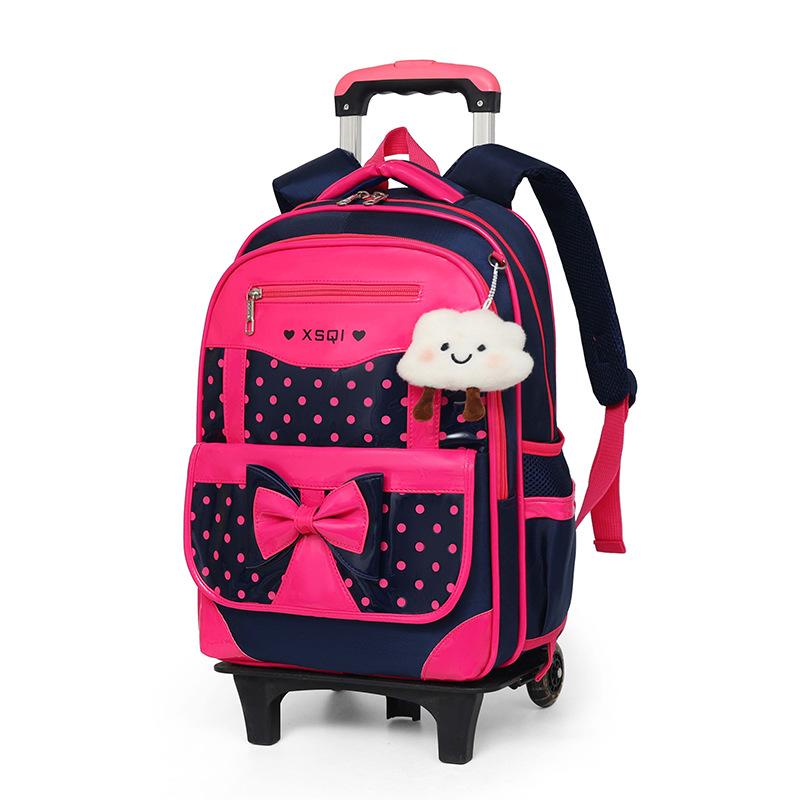 Children'S Tie Rod Schoolbag Three Rounds Girl Princess Primary School Backpack Girls Schoolbag 1-3-5 -6 Level Drag