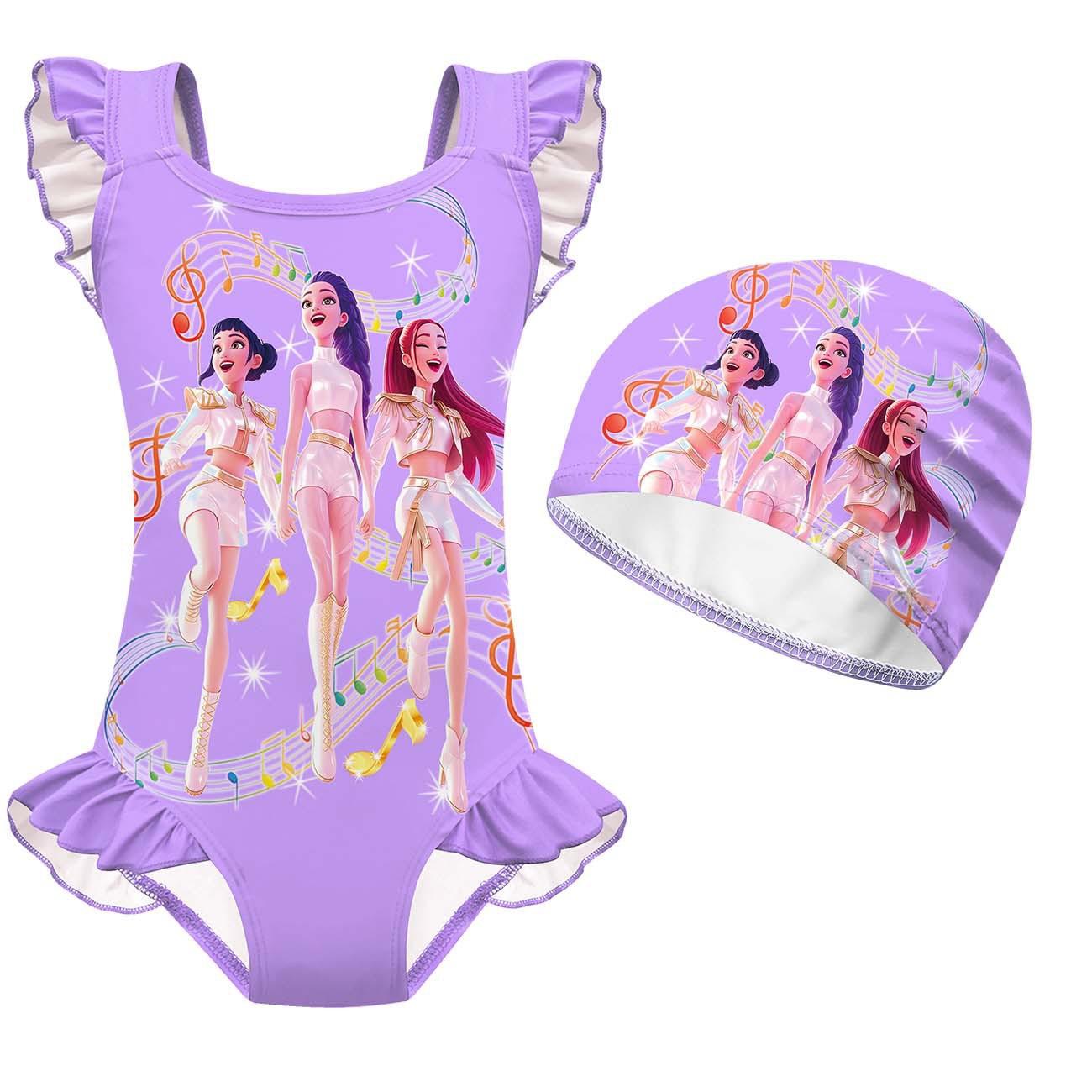 Kpop Swimsuit Girls K pop One Piece Swimsuits for Girl Bathing Swimsuit Set Kids 100
