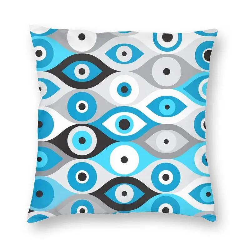 Turkish Evil Eye Cushion CoverPrint Mediterranean Amulet Throw Pillow for Sofa  Case Home Decor Decorative