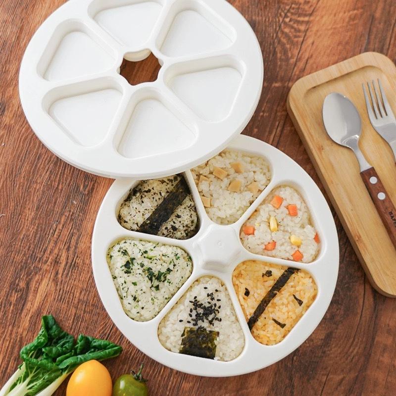 6 in 1 Onigiri Mold DIY Onigiri Rice Ball Food Press Triangular Sushi Maker Mold Sushi Kit Kitchen Tools Bento Box With Lid белый