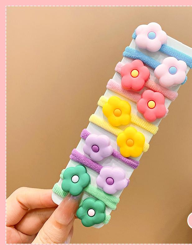 10pcs New Fashion High Elasticity Sweet Cute Baby Hair Rope Girls Hair Accessories Rubber Band for Children Cartoon Hair Band
