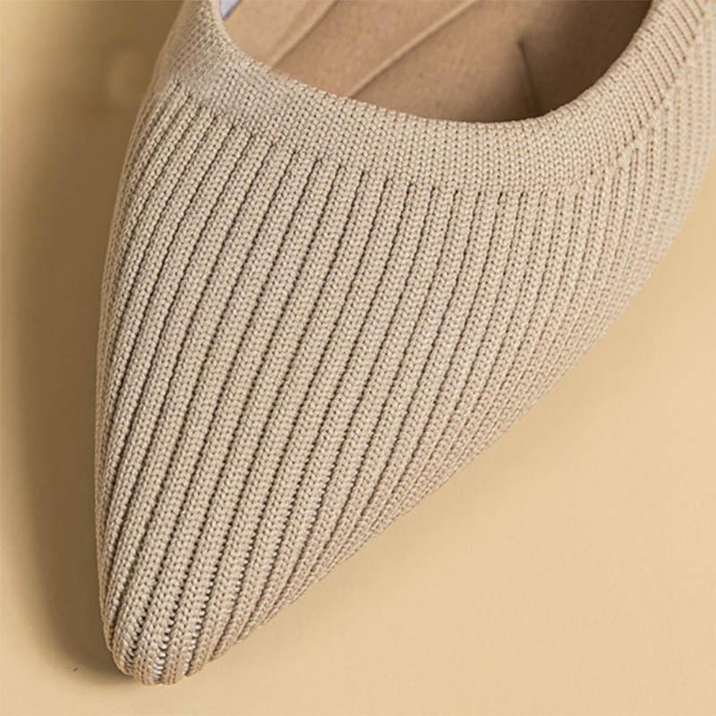 Spring and Autumn Women's Large Shoes High Heels Solid Color Knitted Breathable Rubber Non Slip Sole Latex Insole Work Shoe