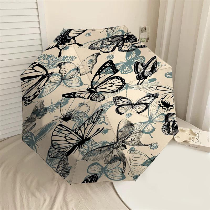 

1PC Butterfly Pattern Umbrella-8-Rib Reinforced, Automatic Open, Lightweight & Durable, Fashion Accessory for Outdoor, J0355