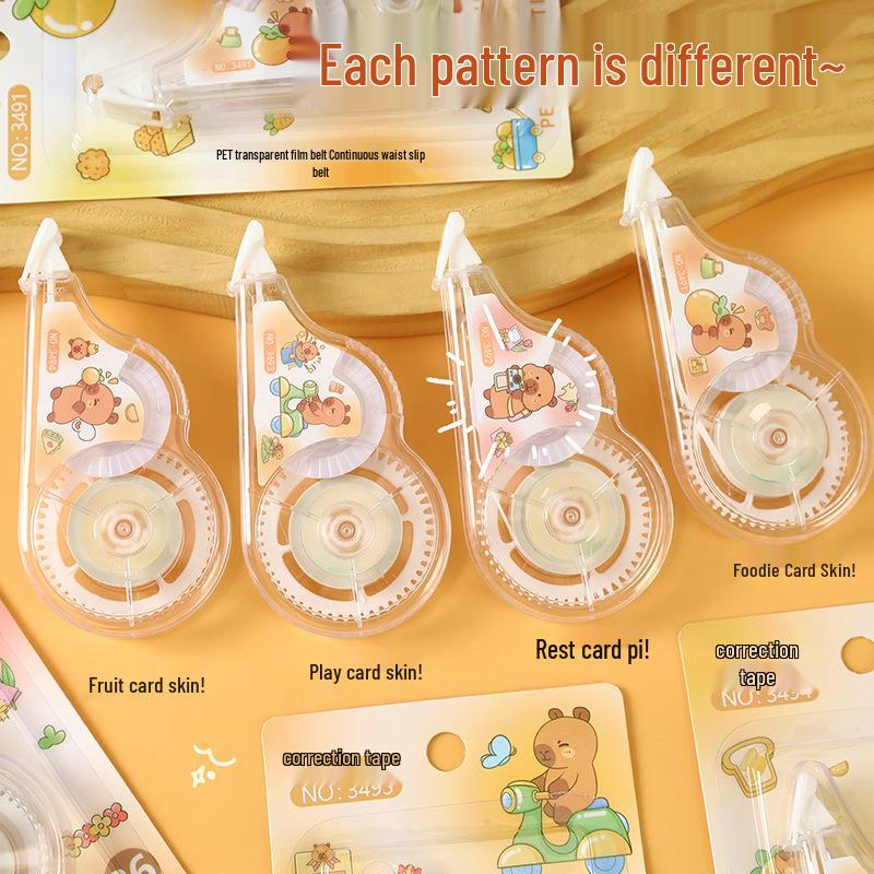 Creative Cartoon Capybara Correction Tape for Students, 6m Large Capacity, PET Transparent Film, Cute Design.