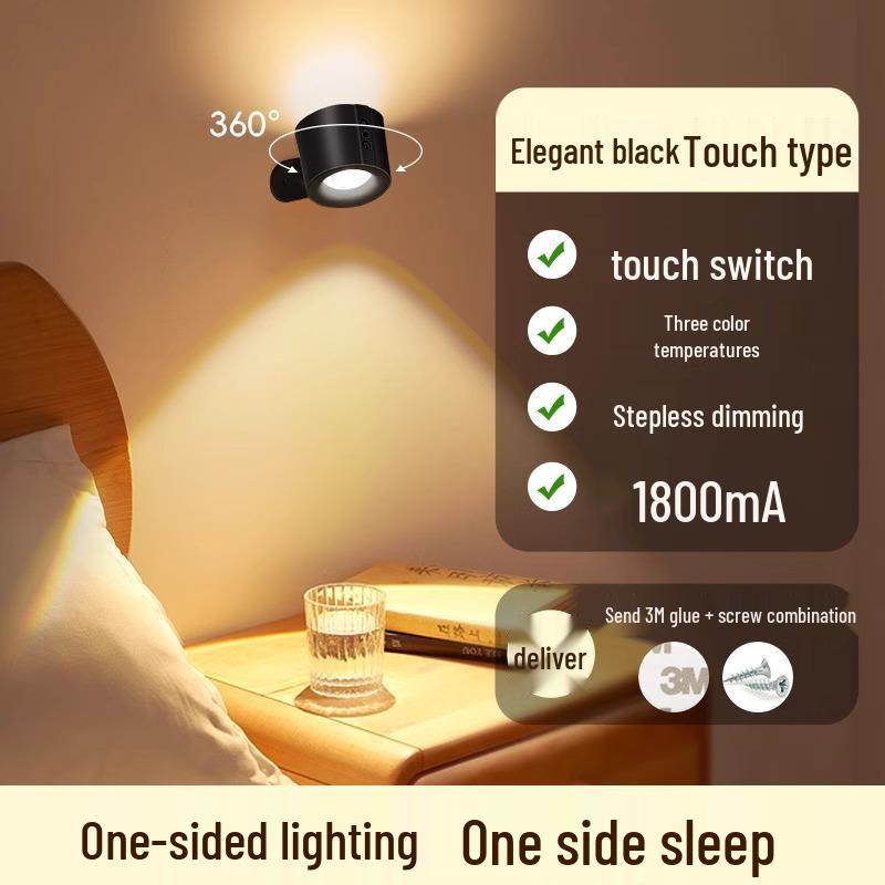 Portable LED Magnetic Wall Lamp – Easy Install, Adjustable Spotlight, Minimalist Design for Ambience and Reading.