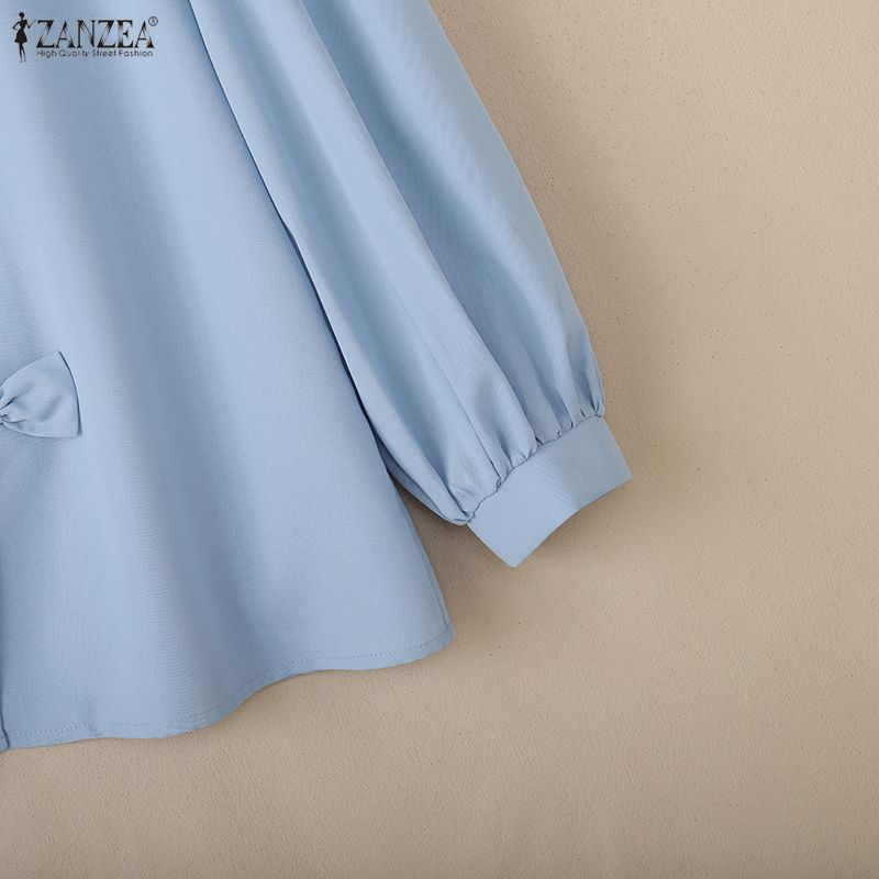 ZANZEA Lässige Bluse mit Umlegekragen und langen Ärmeln für Damen