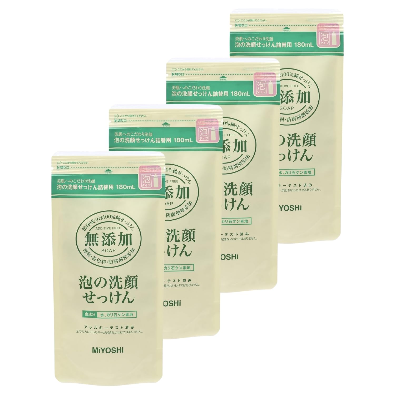 

Мыло MIYOSHI Miyoshi Soap Foaming Facial Cleansing Soap Refill 180 мл Бонусный набор из 4 штук Без добавок +