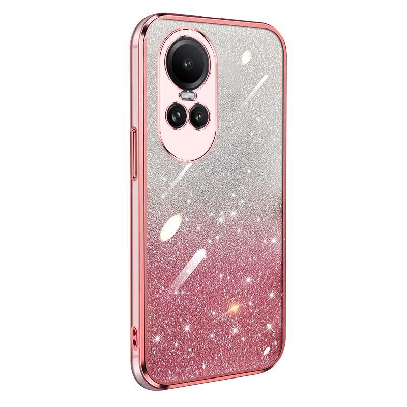 KEYSION Luxury Plating Glitter Phone Case for OPPO Reno 10 Pro 5G Transparent Soft TPU Shockproof Back Cover for OPPO Reno10 5G