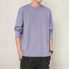Men Long Sleeve Cotton Top Breathable Fabric Regular Fit Solid Colors Casual Wear