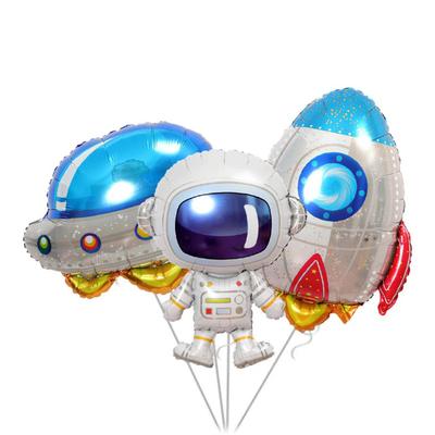1Pc Astronaut Party Balloons Large Silver Outer Space Rocket  Spacecraft Galaxy Theme Foil Balloons for Birthday Party Kids Deco