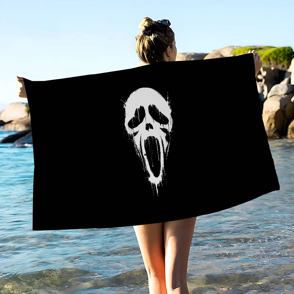 Cool H-Scream-W Microfiber Printed Beach Towel Mountain Climbing Yoga Beach Swimming Running Absorbent Soft Towel