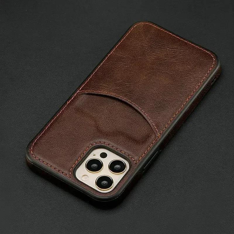 

Luxury Leather Case For iPhone 16 Pro Max 17 16E 15 14 13 12 Mini 11 Pro XR X XS Max 7 8 Plus SE 3 Card Slot Mobile Phone Cover iPhone 13 mini кофейный