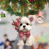 Cute Cat Dog Rose Pendants 2D Acrylic Keychain Novel Pet Themed Charm for Car Mirror Bag Home Festive Decoration