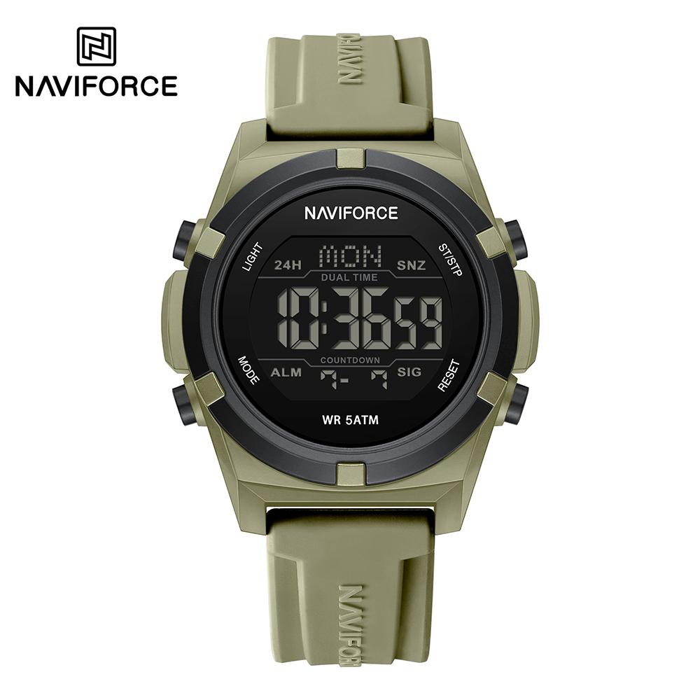 NAVIFORCE Digital Men Boy Watch Outdoor Alarm Chronograph Silicone Strap Waterproof Night Pattern Men Boy Casual Watch Gift NF7127