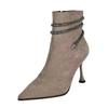 Women's Pointed Toe Suede Ankle Boots, Slim Stiletto Heel, 2025 Autumn/Winter Collection