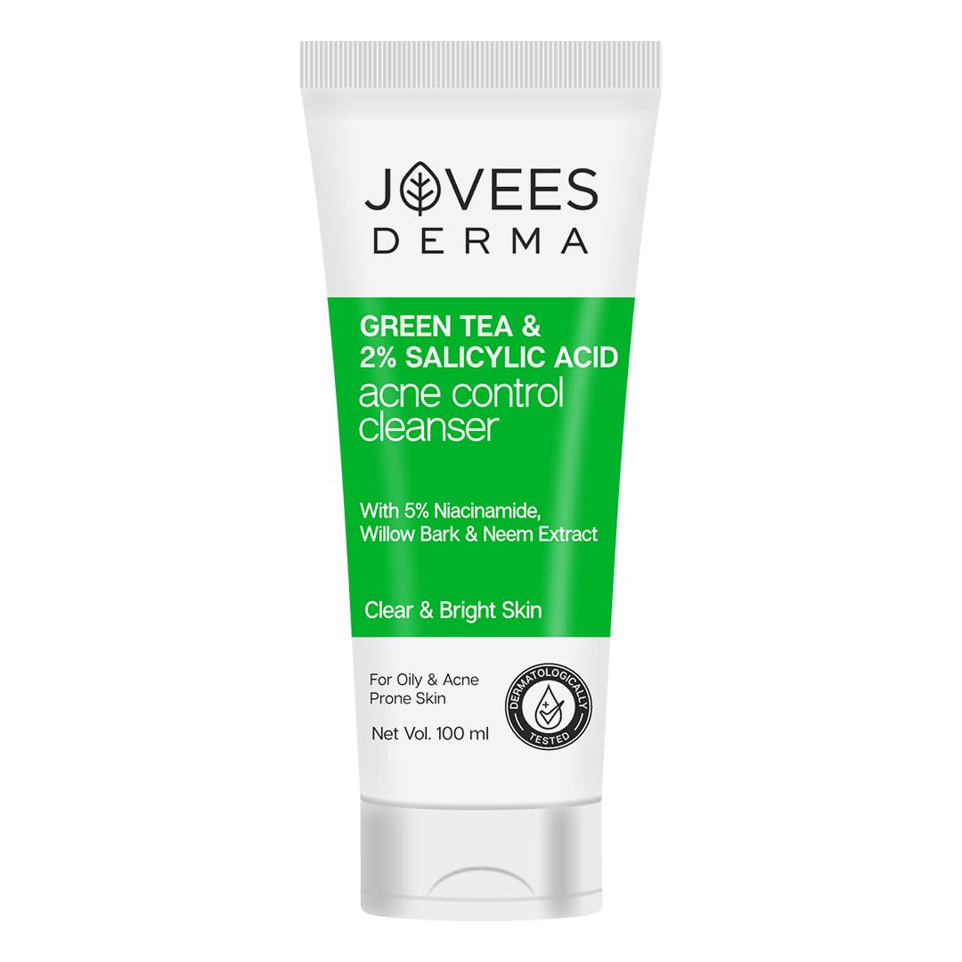 

Jovees Derma Green Tea Face Wash For Acne Prone Oily Skin | Deep Pore Cleansing Gentle Oil Control Cleanser | Non Drying Daily Facial Wash 100ml