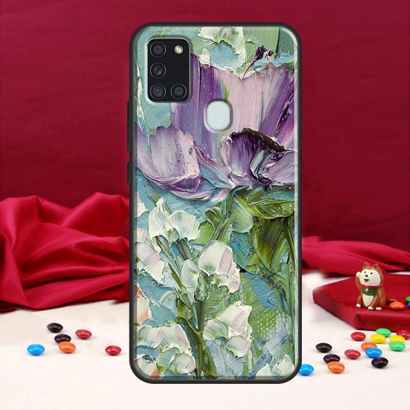 Oil Painting Boho Flower Art Case For Samsung Galaxy A34 A54 A14 A12 A52 A22 A32 A42 A72 A13 A33 A53 A50 A51 A71 Coque