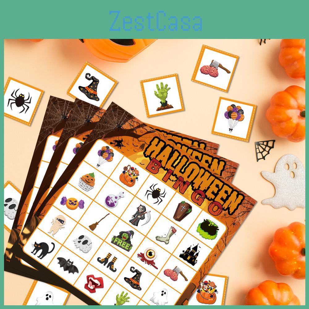 Halloween Celebration Bingo Game With Call Cards And Sticker Accessories For Kids And Family