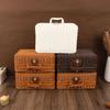 Handmade Wicker Suitcase Portable Dust-proof Round Picnic Basket Large Capacity Anti-impact Rattan Woven Luggage Box for Home