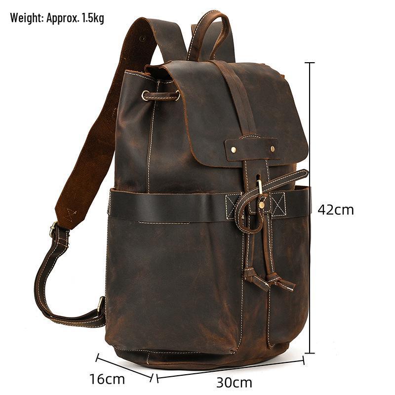Vintage Crazy Horse Leder Rucksack für Damen und Herren - Echte Leder Reise- und Schultasche