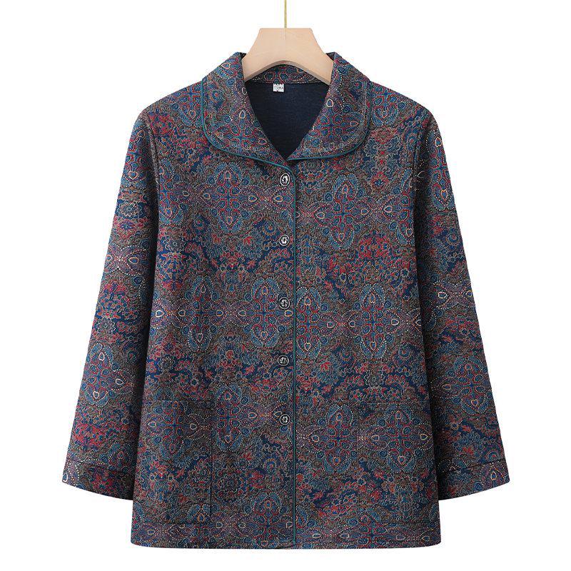 

Vintage Long-Sleeved Cardigan for Elderly Women - 70s & 80s Style for Spring & Autumn 3XL (120-130 jin)