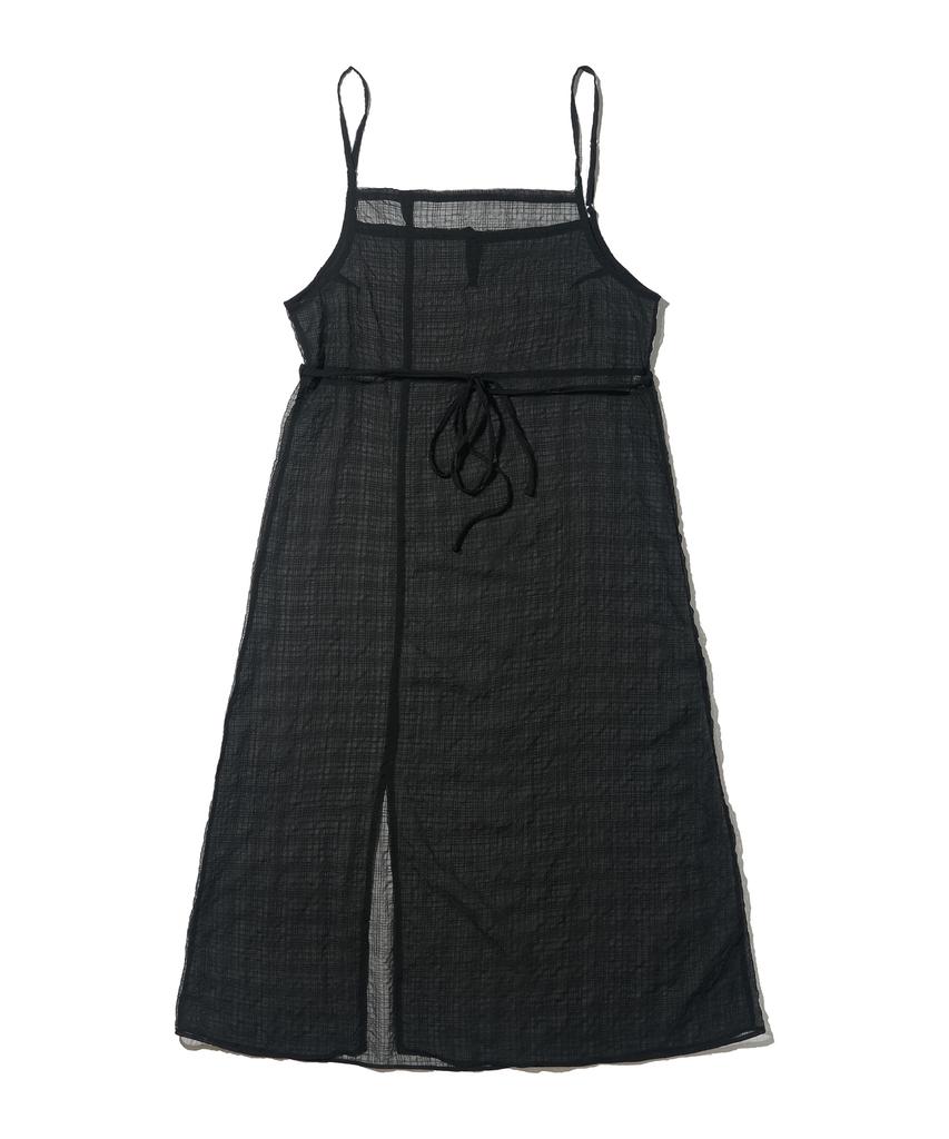 Cargo Bros For Woman See-Through Slip Layered Dress (Black)