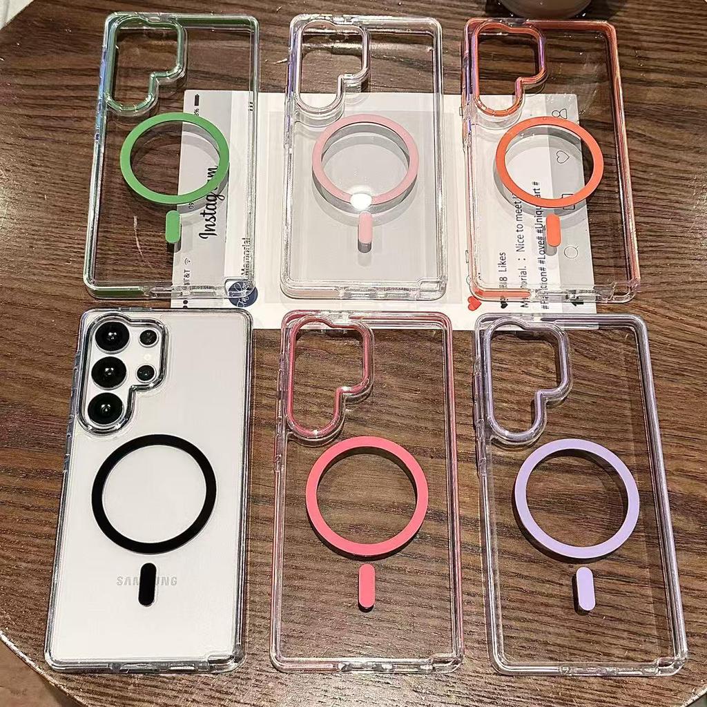 Magnetic Ring Phone Case for Samsung S26 Ultra/S25 Plus/S24+ - HD Transparent, High-Quality Hard Shell