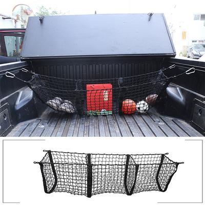 For Toyota Tacoma 2005- Black Car Trunk Three-Pocket Storage Mesh Pickup Trunk Mesh Cargo Storage Mesh Exterior Accessories