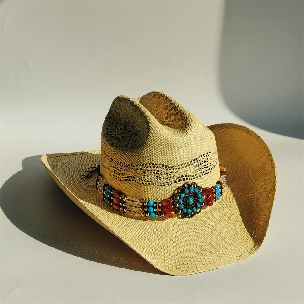 Cappello da cowboy in paglia rigida da uomo cappello da pascolo a tesa larga da donna cowboy tinta unita cappello da sole estivo confezione in scatola sombrero vaquero hombre